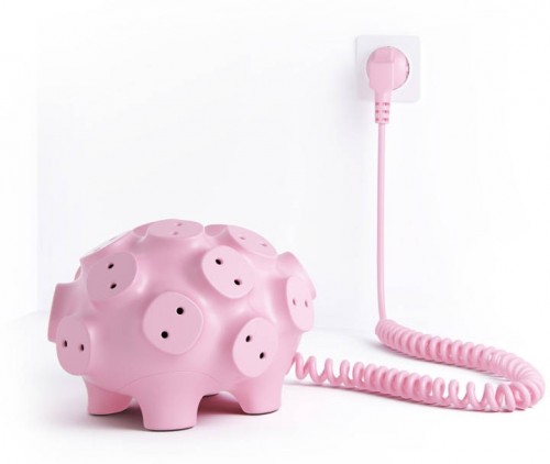 multiprise design en forme de cochon rose