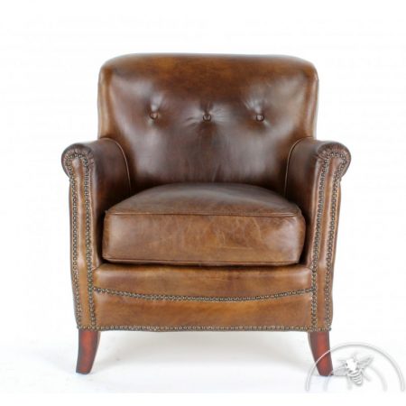 fauteuil club cuir marron vintage.