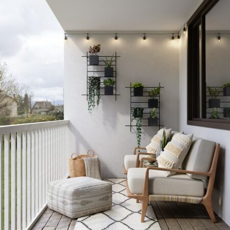 balcon amenage avec des fauteuils